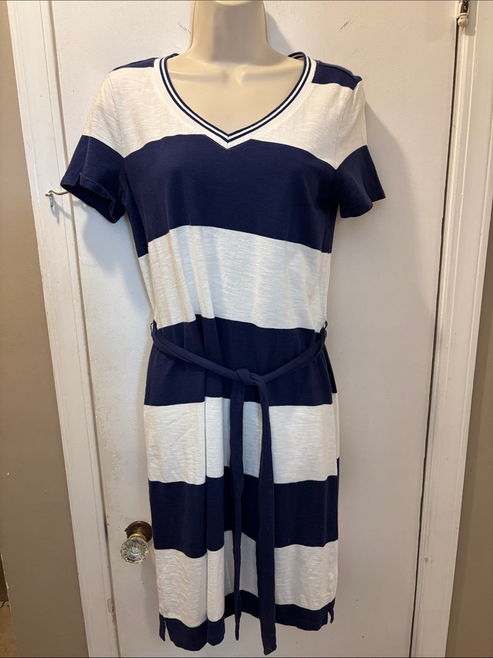 Tommy Hilfiger Small  Striped V-Neck Belted Dress 26-142